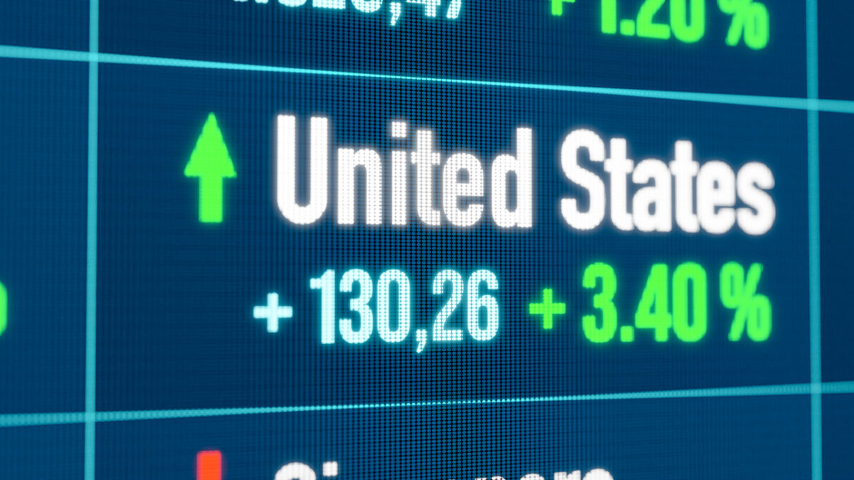 United States rising stock market. Growth, positive trend, bull market, stock market rally, financial markets, success, business.