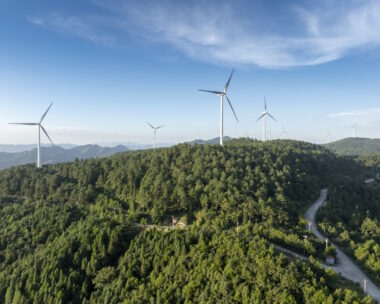 Aerial view of a wind farm