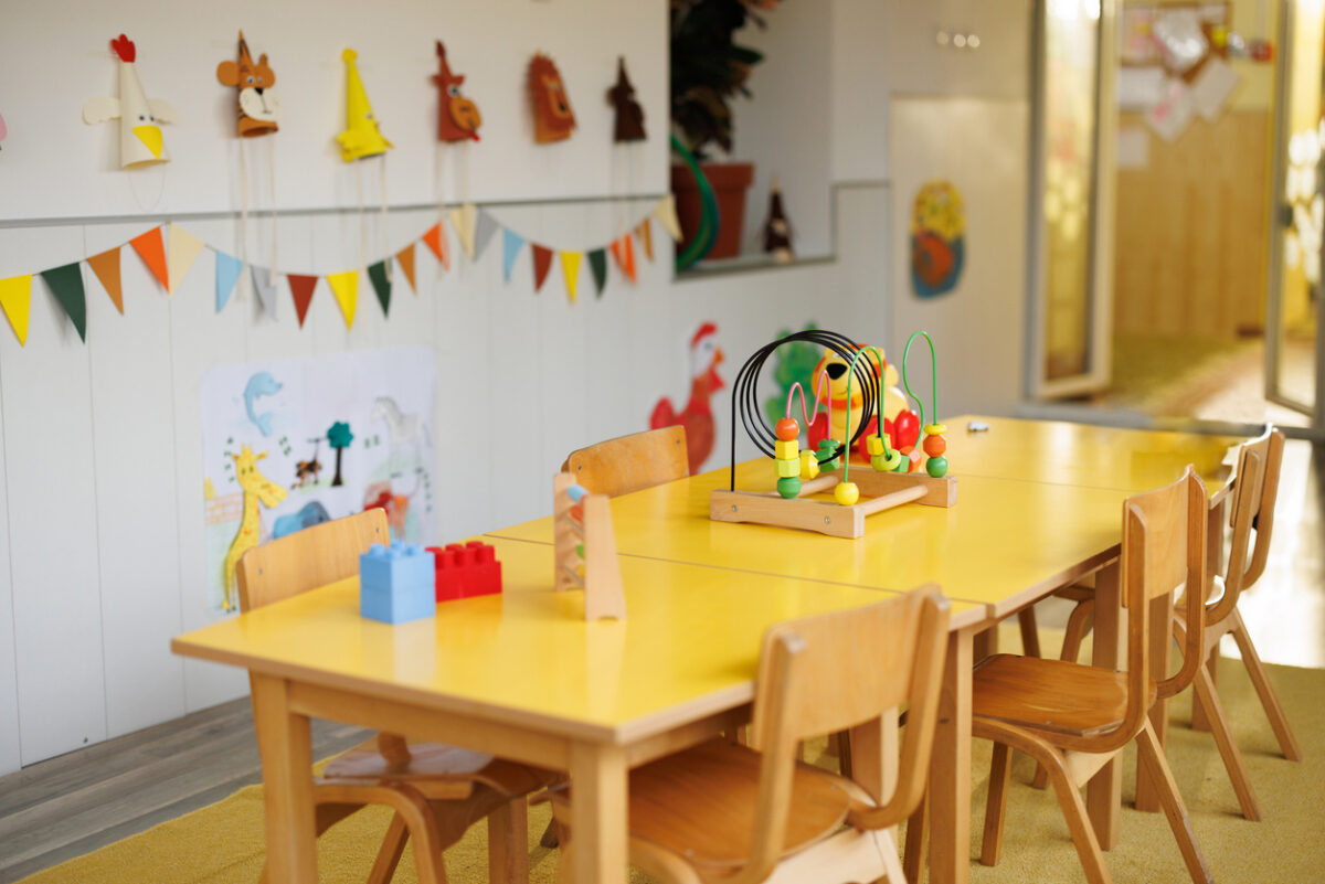 Interior of a modern kindergarten classroom