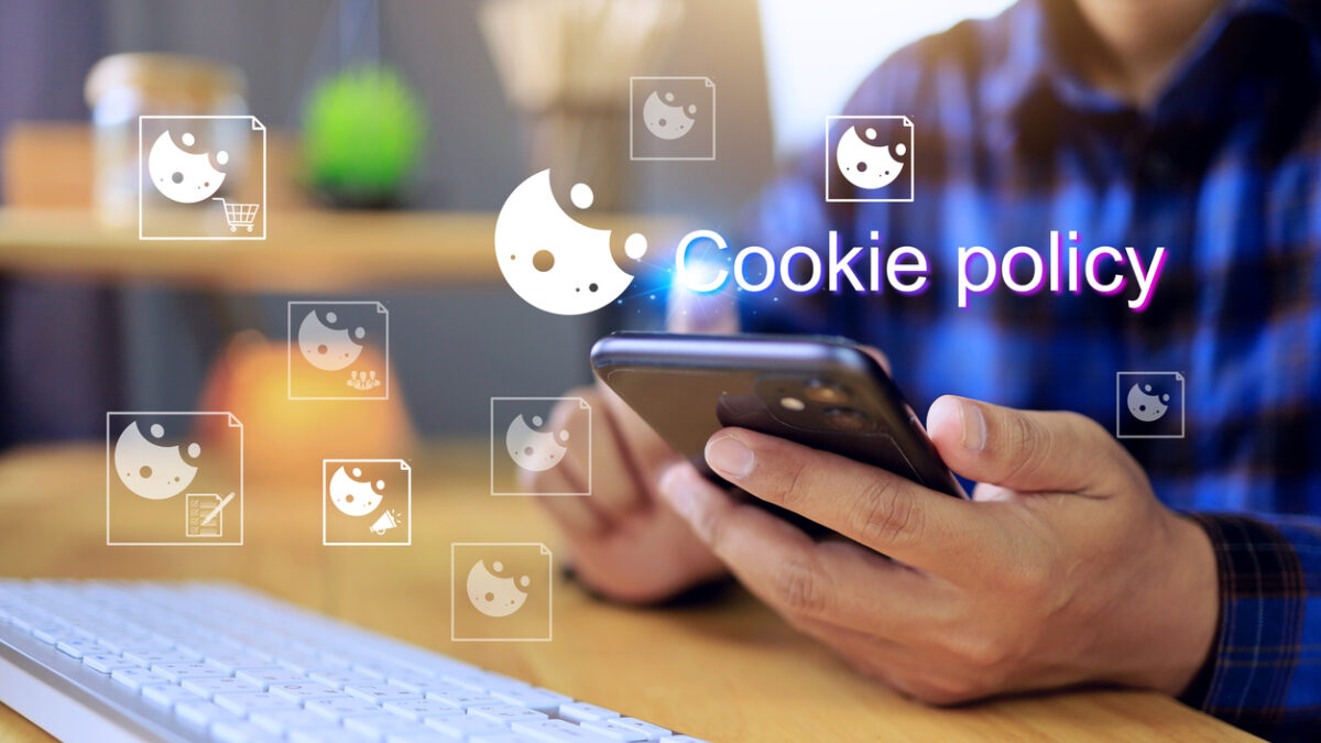 cookie policy concept with user holding smartphone to reading policy or terms and condition before accept cookies web browser for best experience search website
