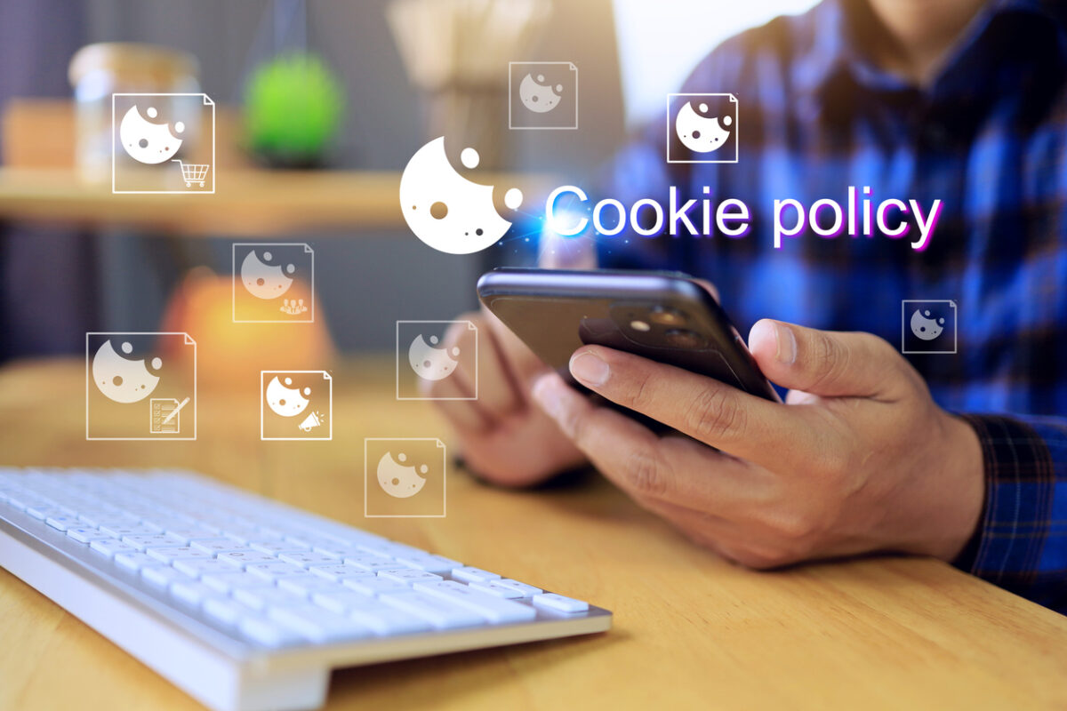 cookie policy concept with user holding smartphone to reading policy or terms and condition before accept cookies web browser for best experience search website