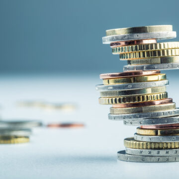 Euro coins. Euro money. Euro currency.Coins stacked on each other in different positions