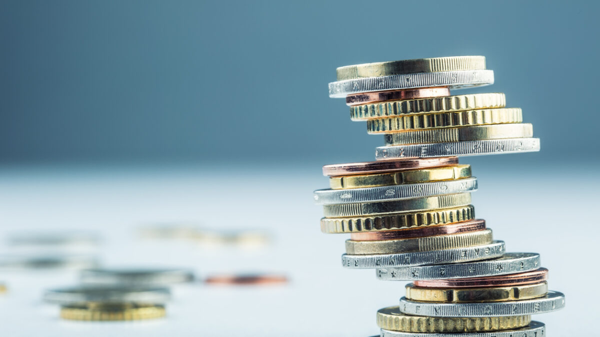 Euro coins. Euro money. Euro currency.Coins stacked on each other in different positions.