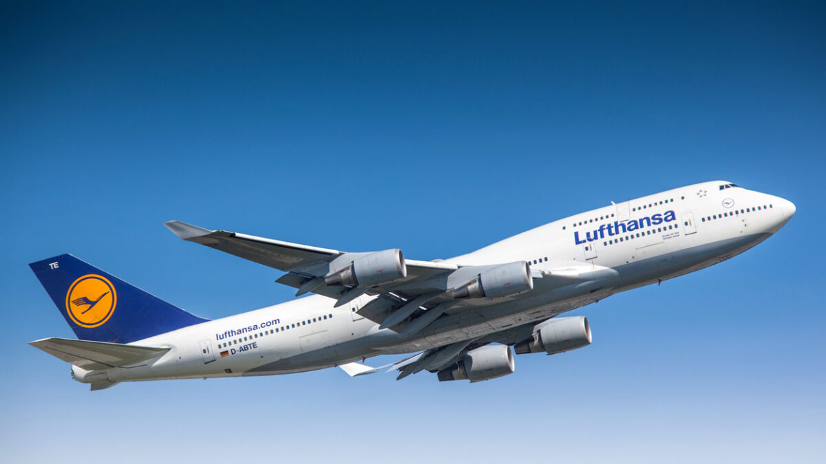 Frankfurt, Germany - June 3, 2010: Lufthansa Boeing 747-400 taking off from Frankfurt International Airport