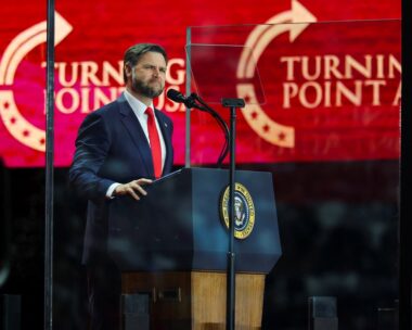 U.S. Vice President JD Vance speaks during a memorial service for slain conservative commentator Charlie Kirk at State Farm Stadium, in Glendale, Arizona, U.S., September 21, 2025.  REUTERS