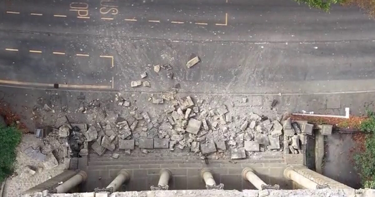 England: The Victorian Temple Facade collapsed – escaped last -minute passing