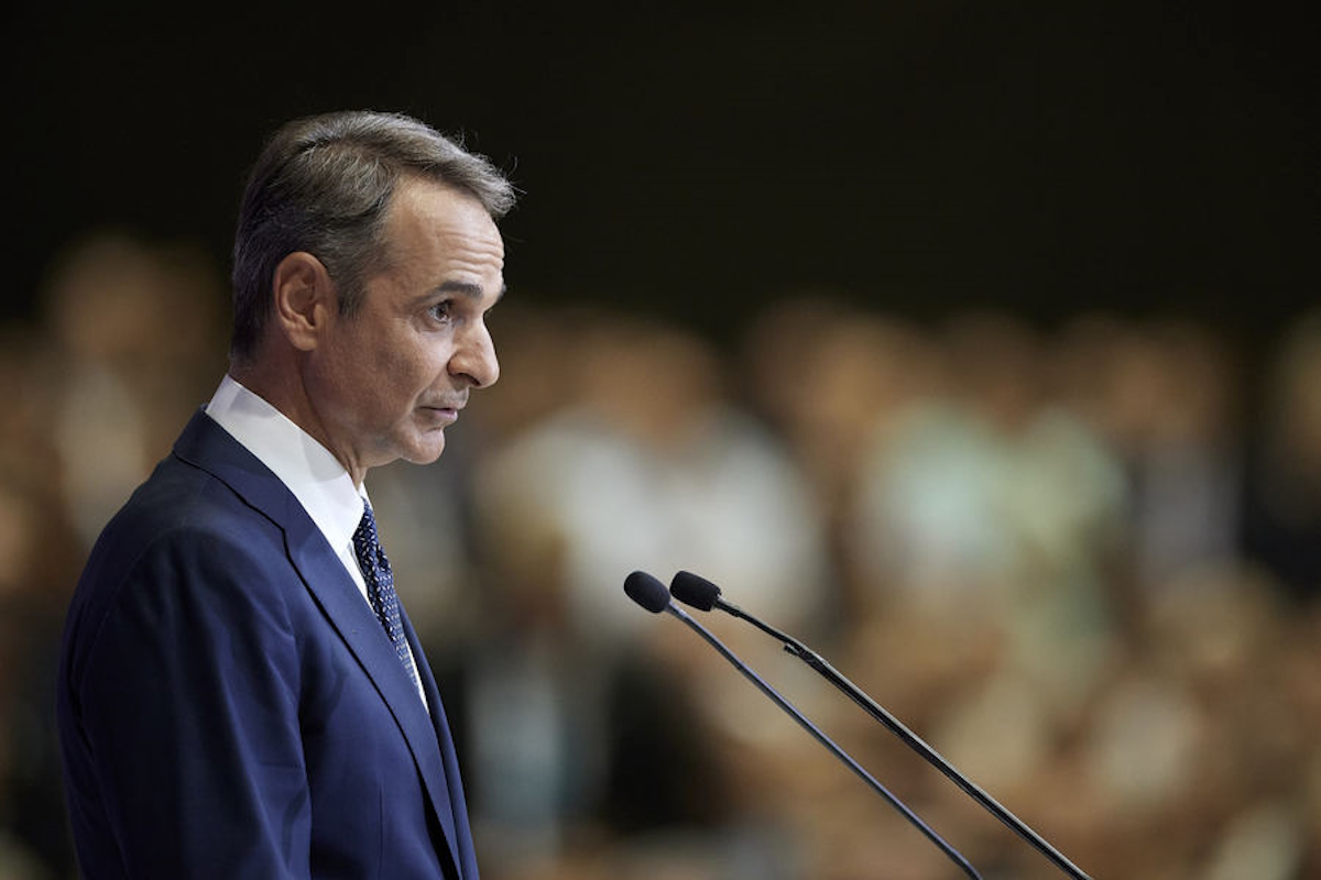 Ο πρωθυπουργός Κυριάκος Μητσοτάκης μιλάει κατά τη διάρκεια των εγκαινίων της 89ης ΔΕΘ