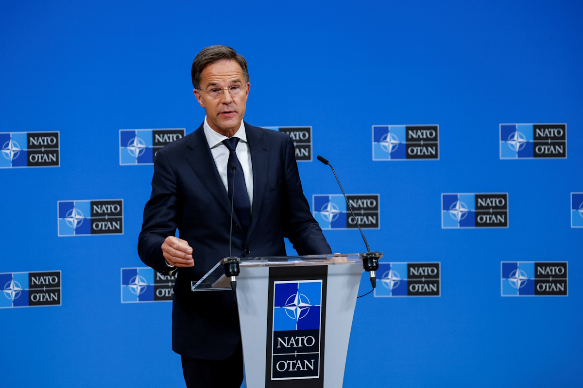 NATO Secretary General Mark Rutte speaks during a press conference at the Alliance's headquarters in Brussels, Belgium September 23, 2025.