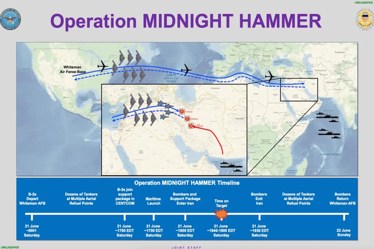 Γράφημα με την επιχείρηση «Midnight Hammer» / U.S. Department of Defense