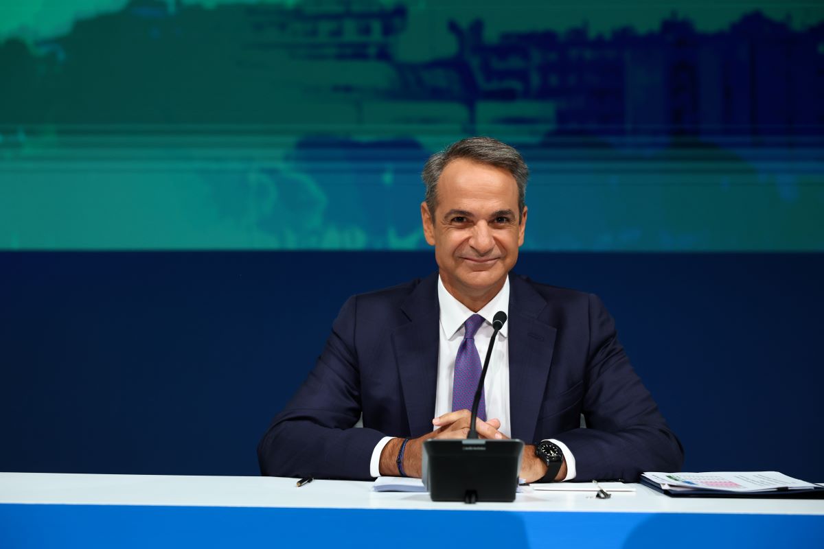 Ο Κυριάκος Μητσοτάκης στη συνέντευξη Τύπου στη ΔΕΘ