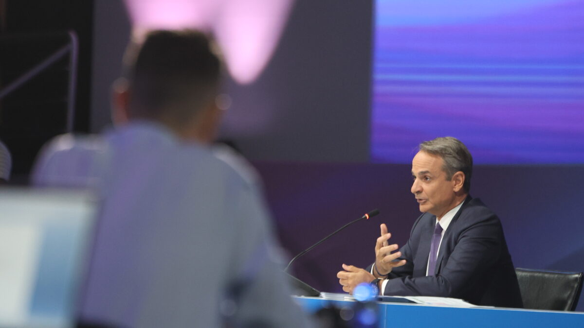 Ο Κυριάκος Μητσοτάκης στην συνέντευξη Τύπου στη ΔΕΘ