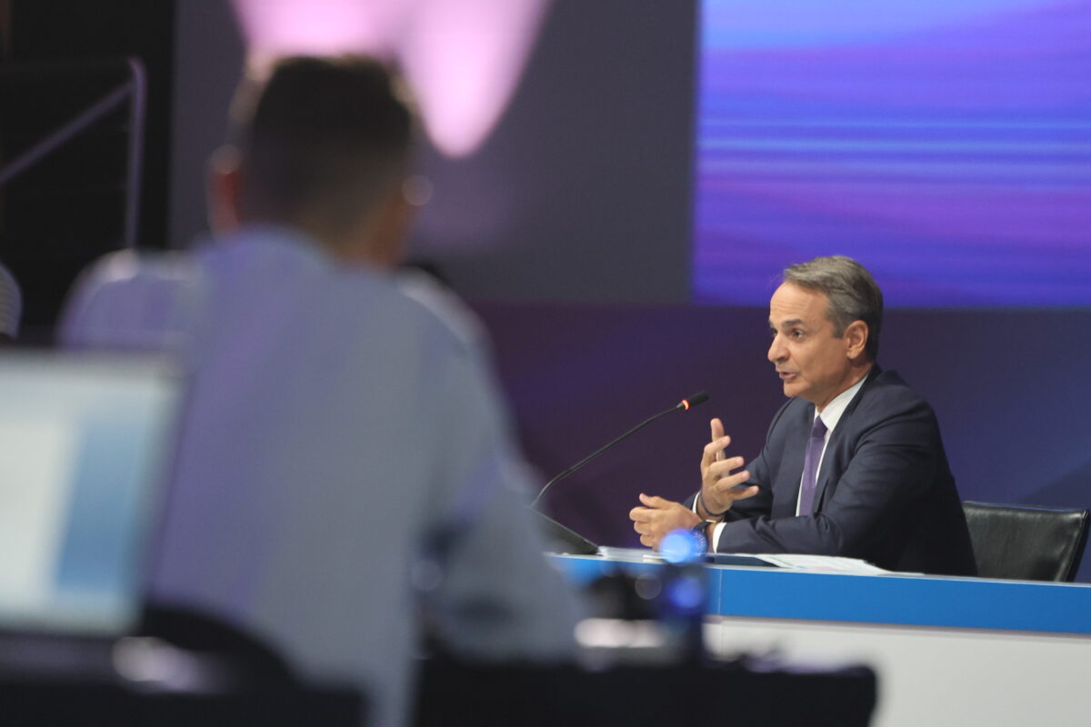 Ο Κυριάκος Μητσοτάκης στην συνέντευξη Τύπου στη ΔΕΘ