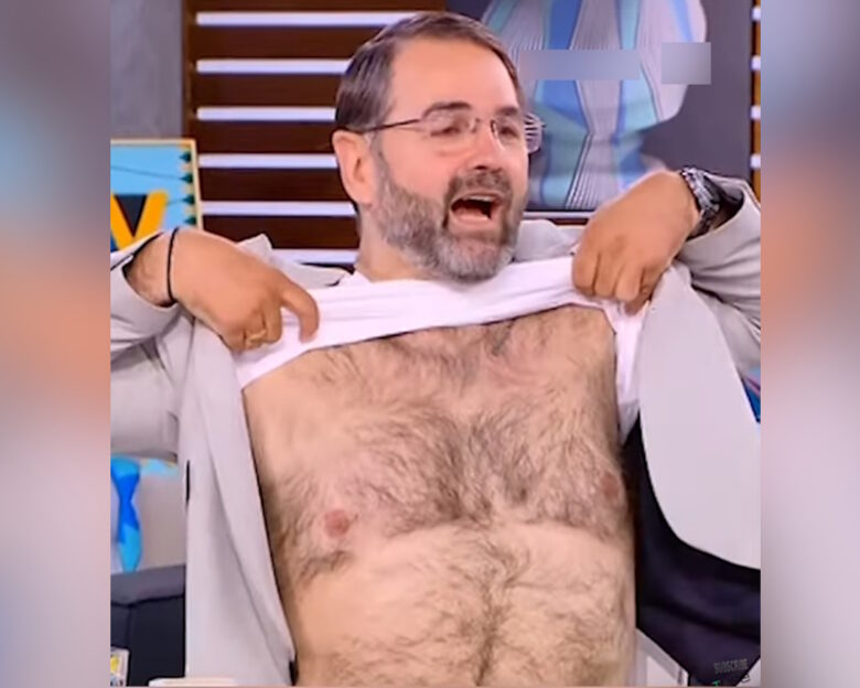 Ο Σταύρος Μπαλάσκας σήκωσε τη μπλούζα για να δείξει το στήθος του – Ο Γιώργος Λιάγκας ζήτησε συγγνώμη