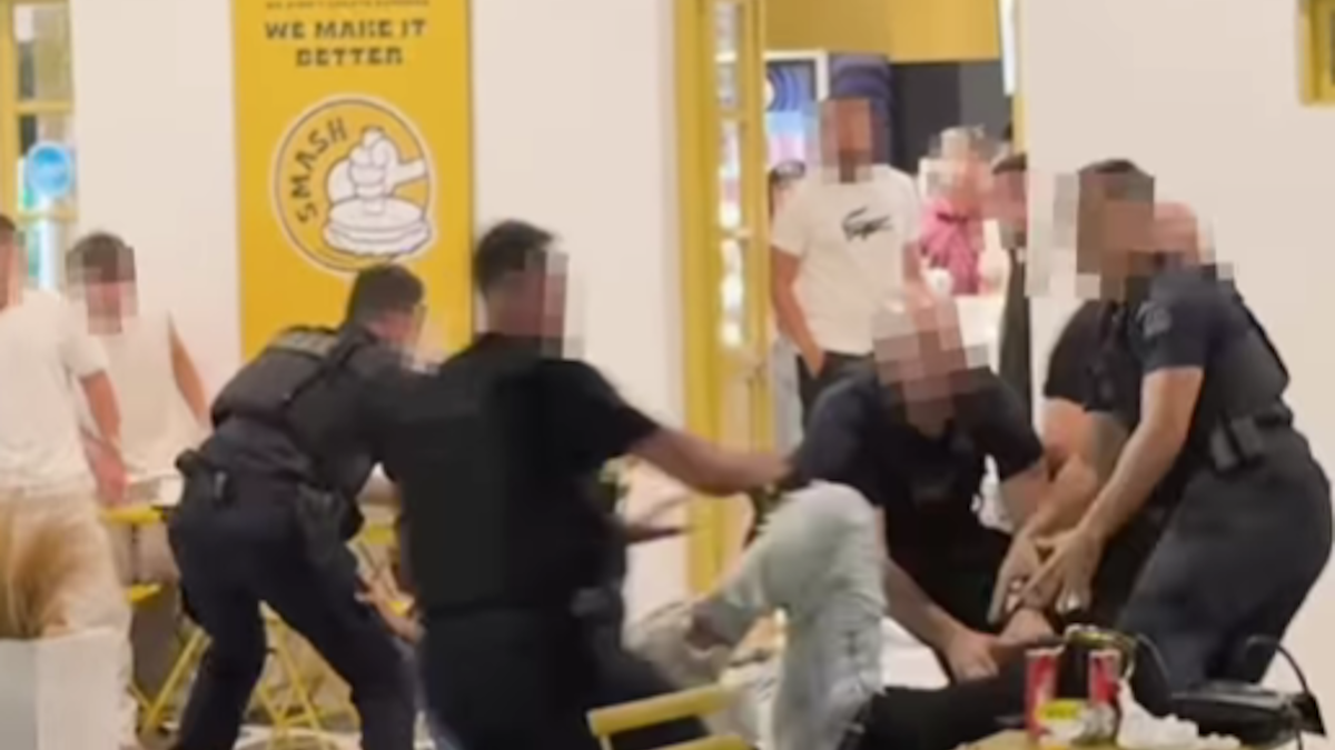 Η στιγμή της συμπλοκής των αστυνομικών με τους τουρίστες