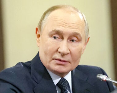 Russian President Vladimir Putin holds a meeting with leaders of the political parties represented in the State Duma, the lower house of parliament, at the Novo-Ogaryovo state residence outside Moscow, Russia September 18, 2025. Sputnik