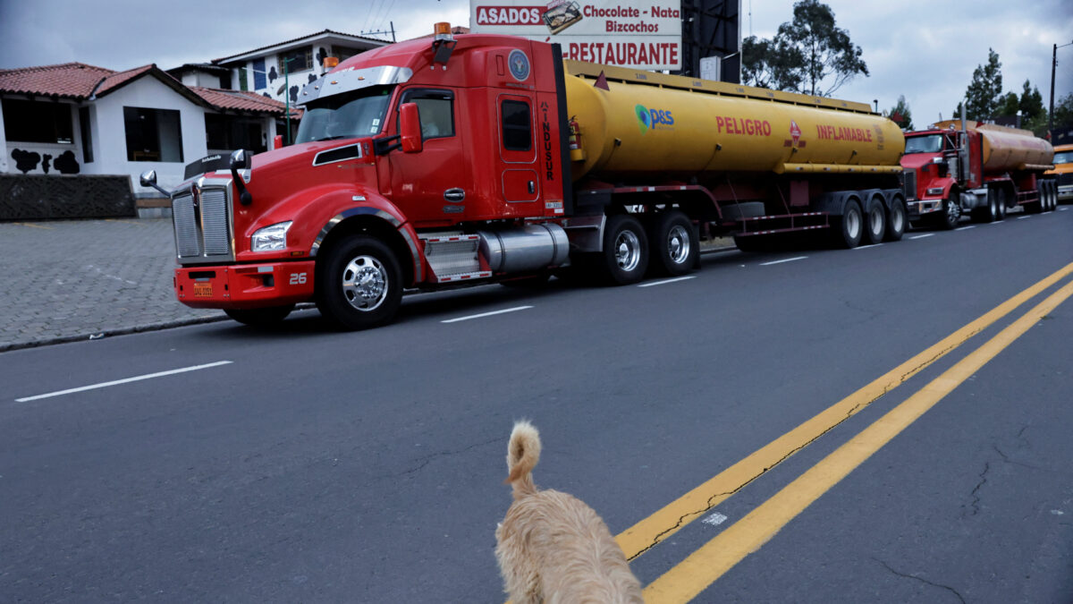 Fuel trucks remain stranded during road blockades amid a nationwide strike against diesel subsidy cuts, in San Agustin de Cajas, Ecuador September 22, 2025. REUTERS