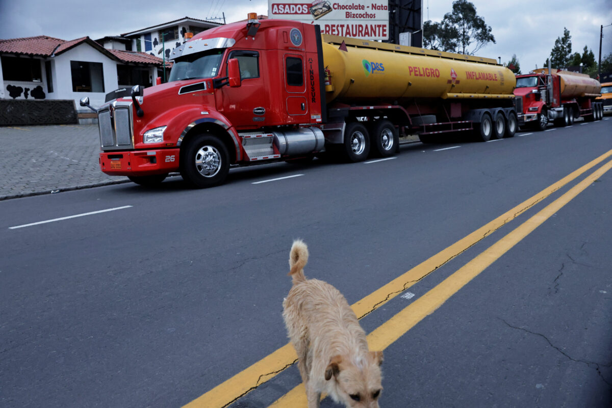 Fuel trucks remain stranded during road blockades amid a nationwide strike against diesel subsidy cuts, in San Agustin de Cajas, Ecuador September 22, 2025. REUTERS