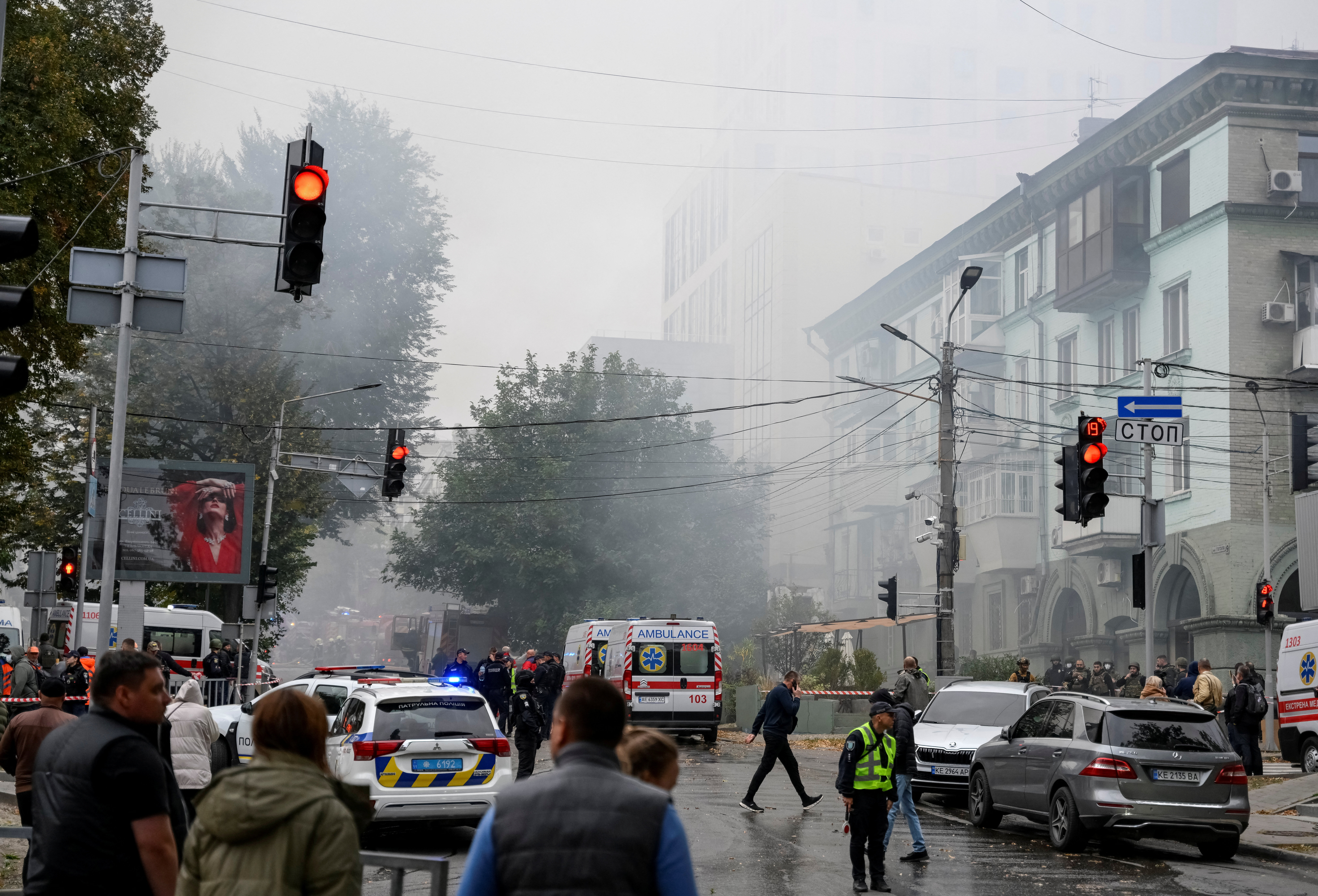 Firefighters are operating in Dnipro after attacking Russian drones