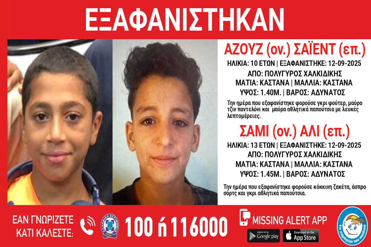 Τα δύο αγόρια που εξαφανίστηκαν