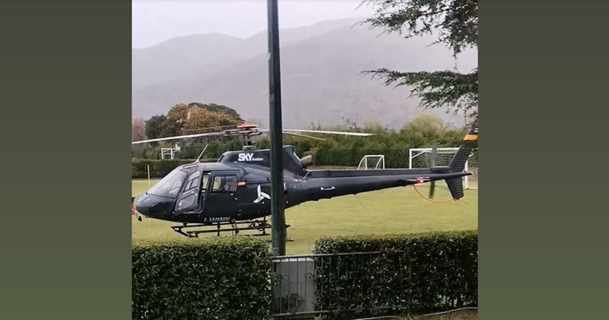 Incredible setting for Nestos Chrysoupolis: helicopter landed on the pitch at training time