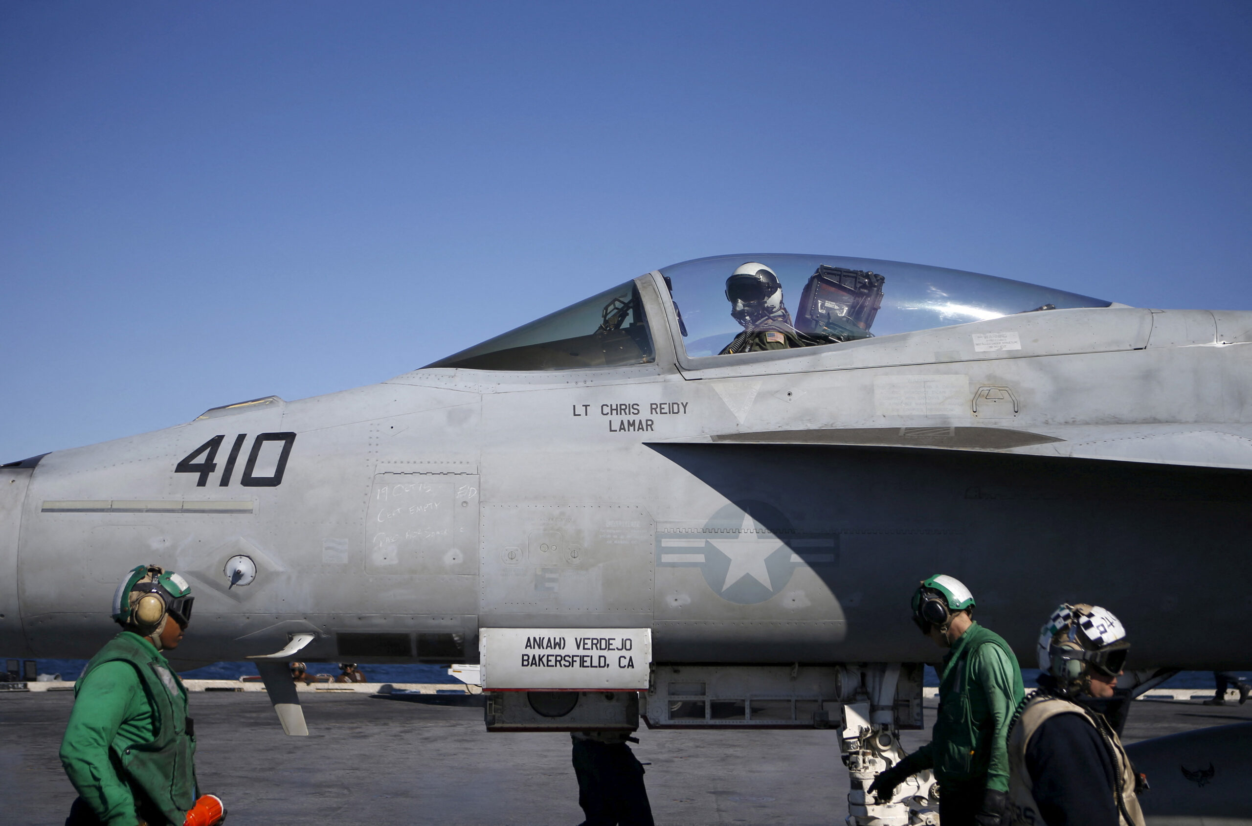 A US Navy F-18 fighter aircraft