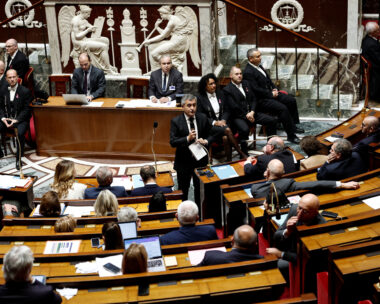 French Justice Minister Gerald Darmanin speaks during the questions to the government session at the National Assembly in Paris, France