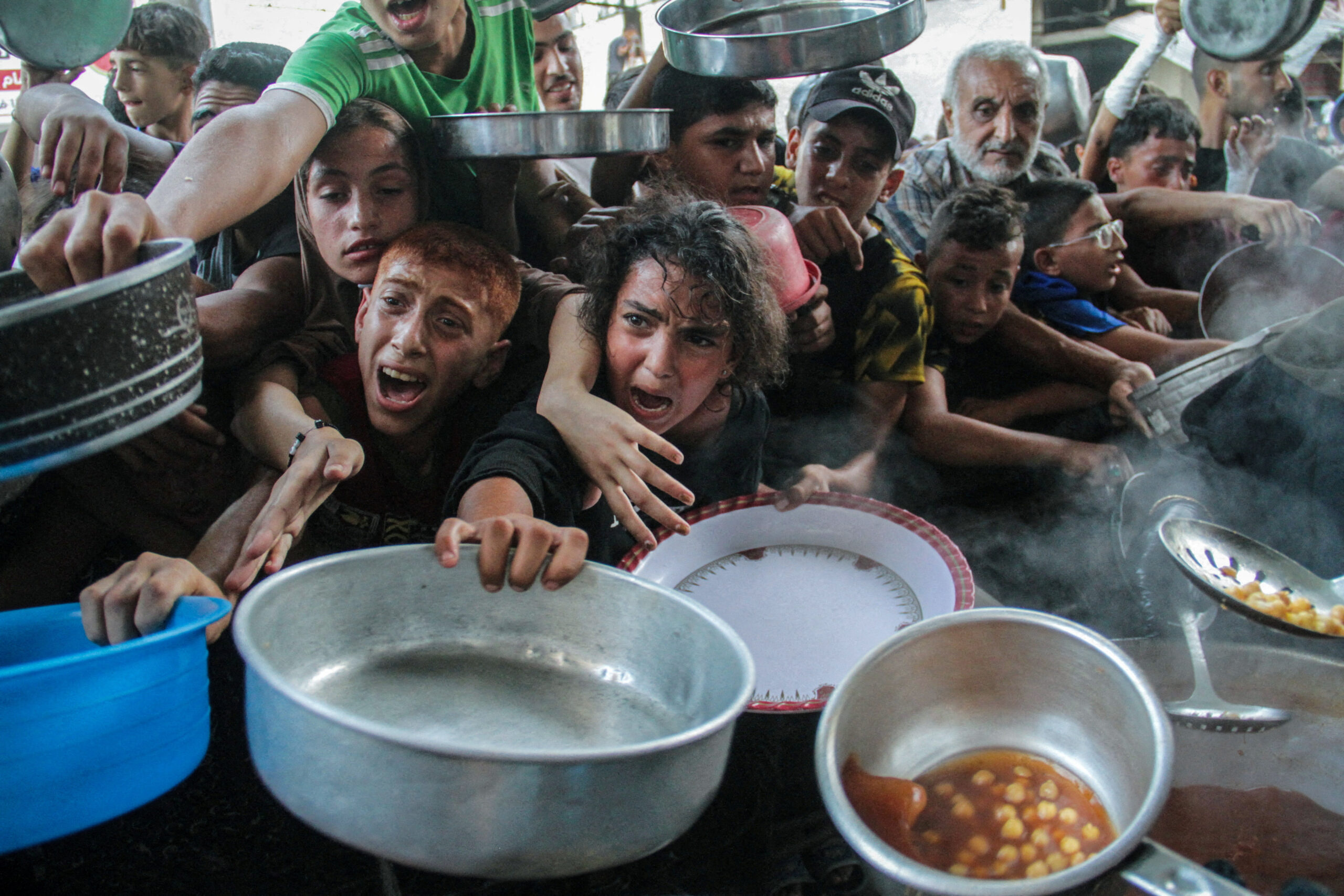 Kids in food in gauze
