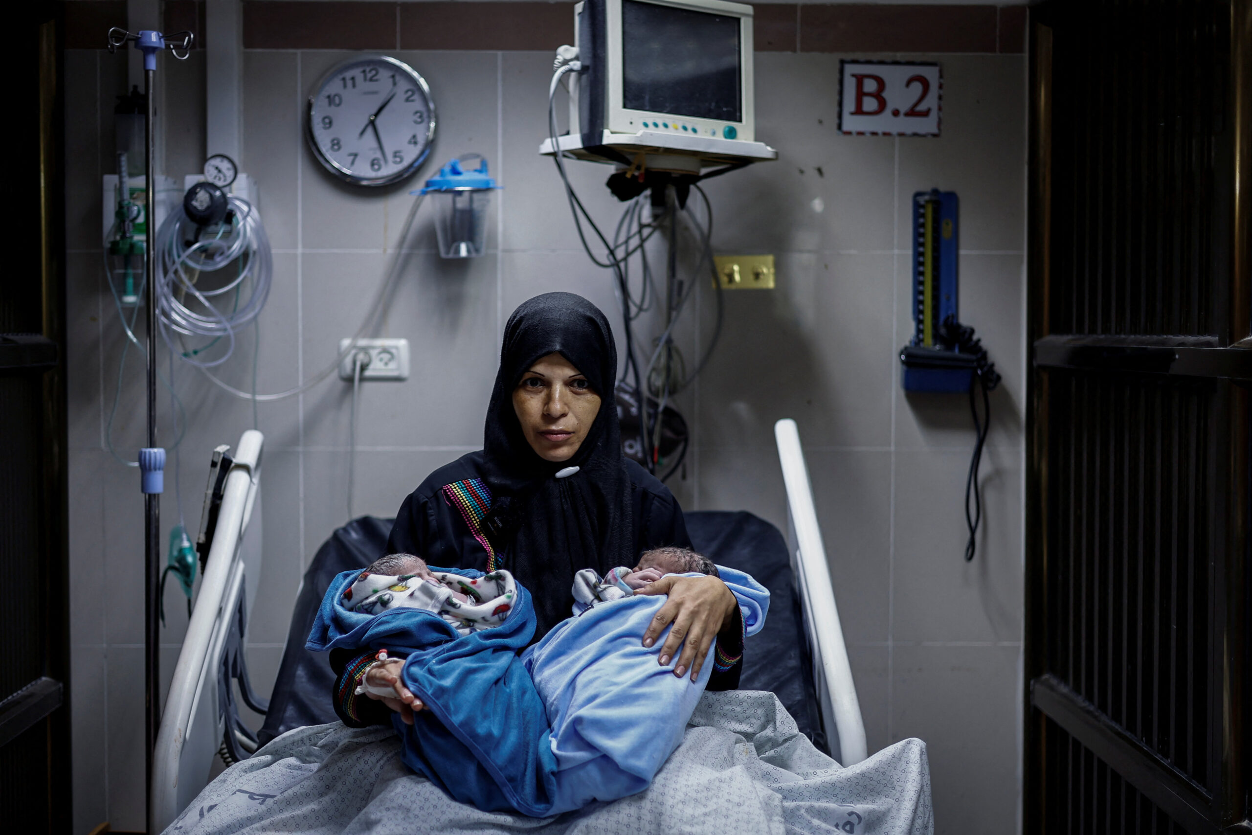 Mother and twins in Gaza