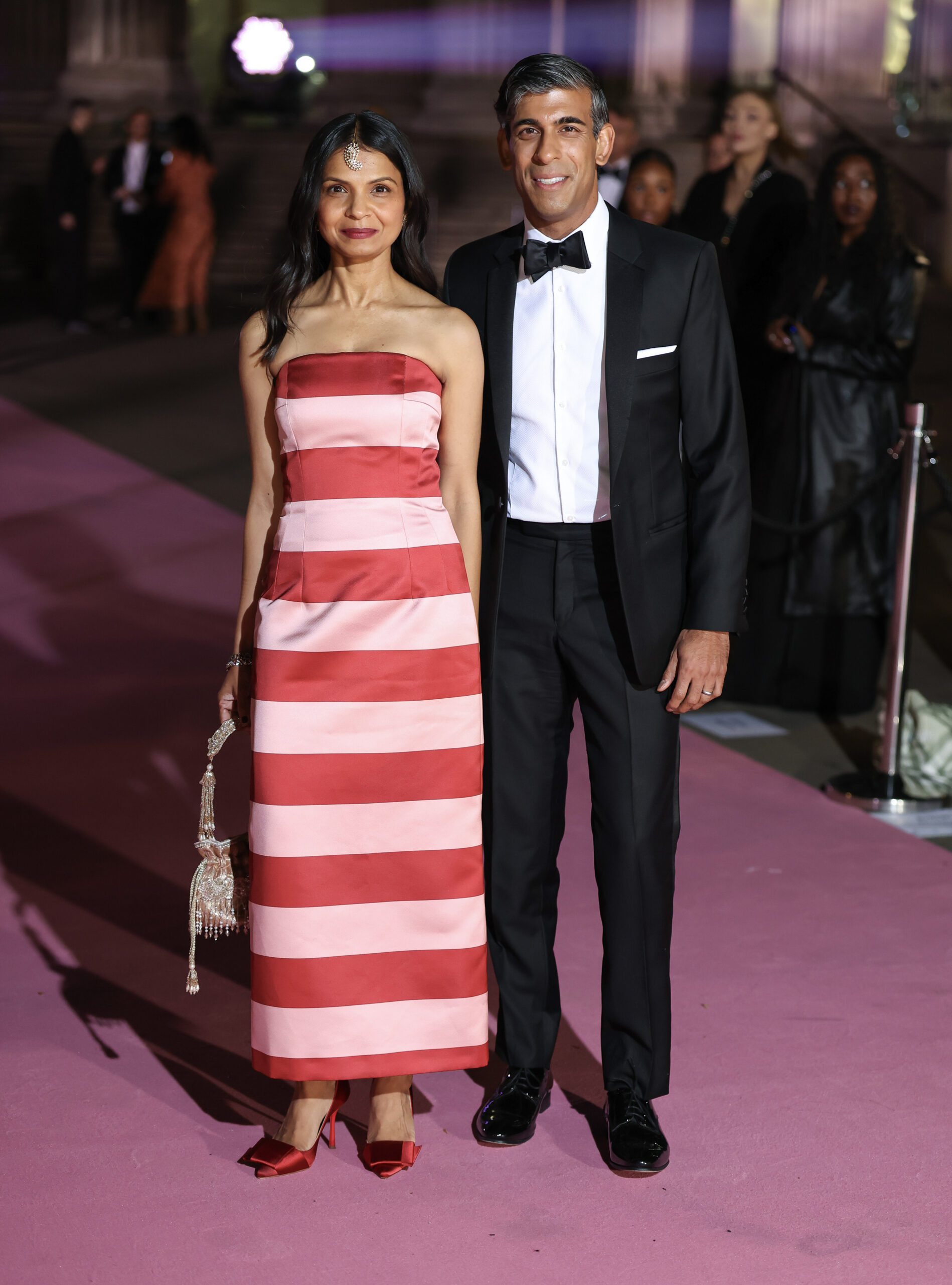 LONDON, ENGLAND - OCTOBER 18: Akshata Murty and Rishi Sunak attend the inaugural British Museum Ball at The British Museum on October 18, 2025 in London, England.