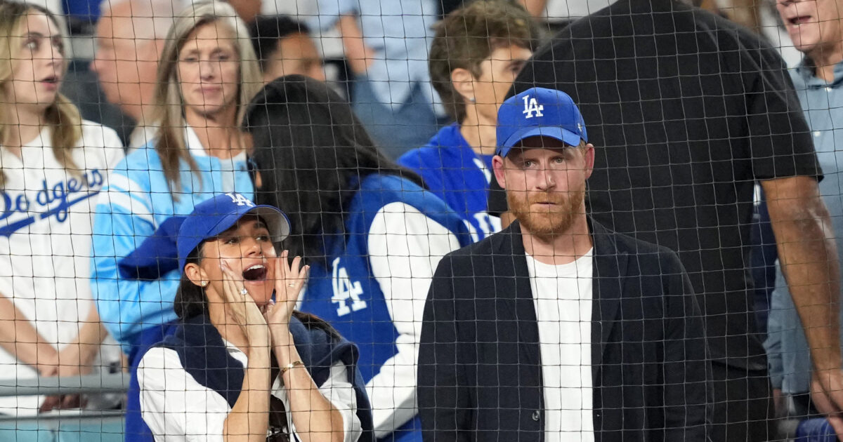 Prince Harry and Meghan Markle among celebrities at US baseball game