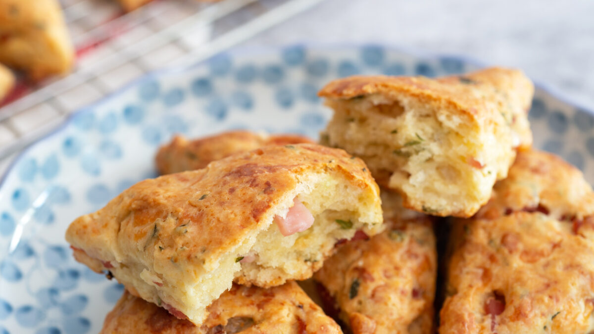 breakfast and brunch homemade fresh baked ham cheese scones