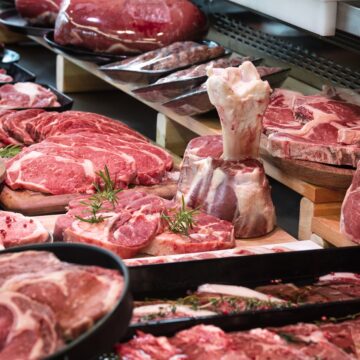 Raw meats on Butcher's shop.