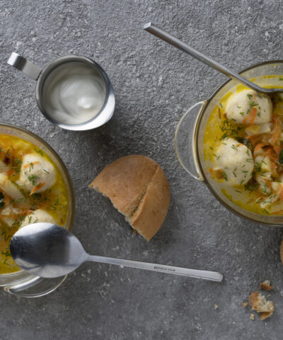 Soup with meatballs and herbs, lunch menu, healthy food
