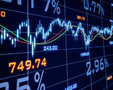 Stock market and exchange, chart and numbers