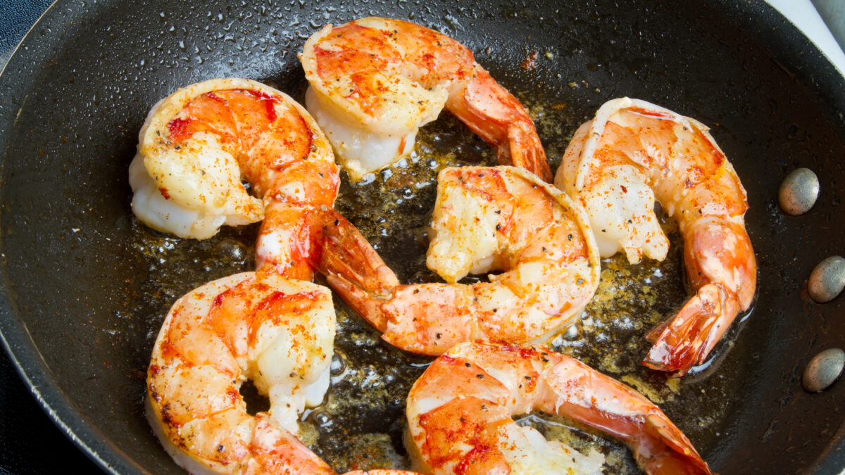 Sauted Jumbo Shrimp in a pan