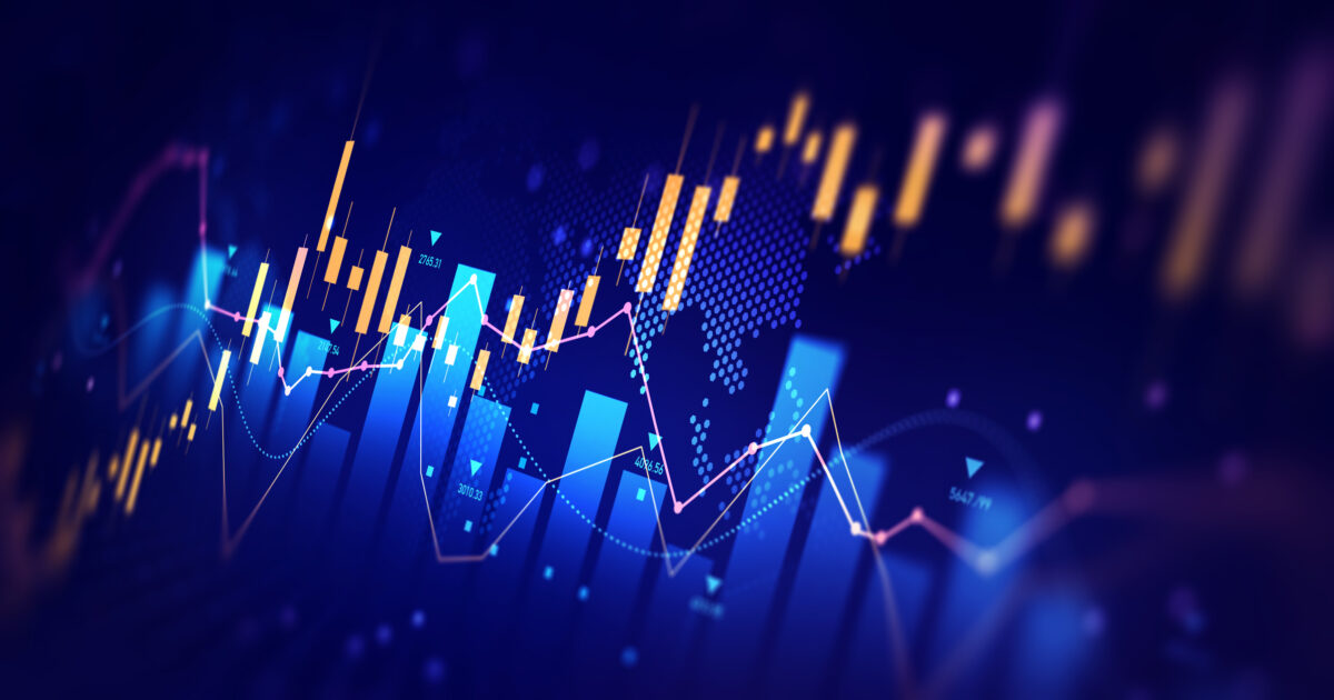 Business financial chart with moving up arrow graph.Stock market investment data and analysis finance graph
