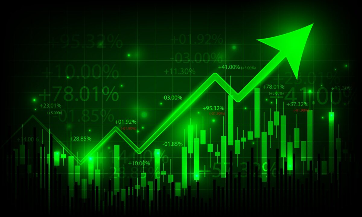 Technology concept graph, business finance analysis marketing and profit