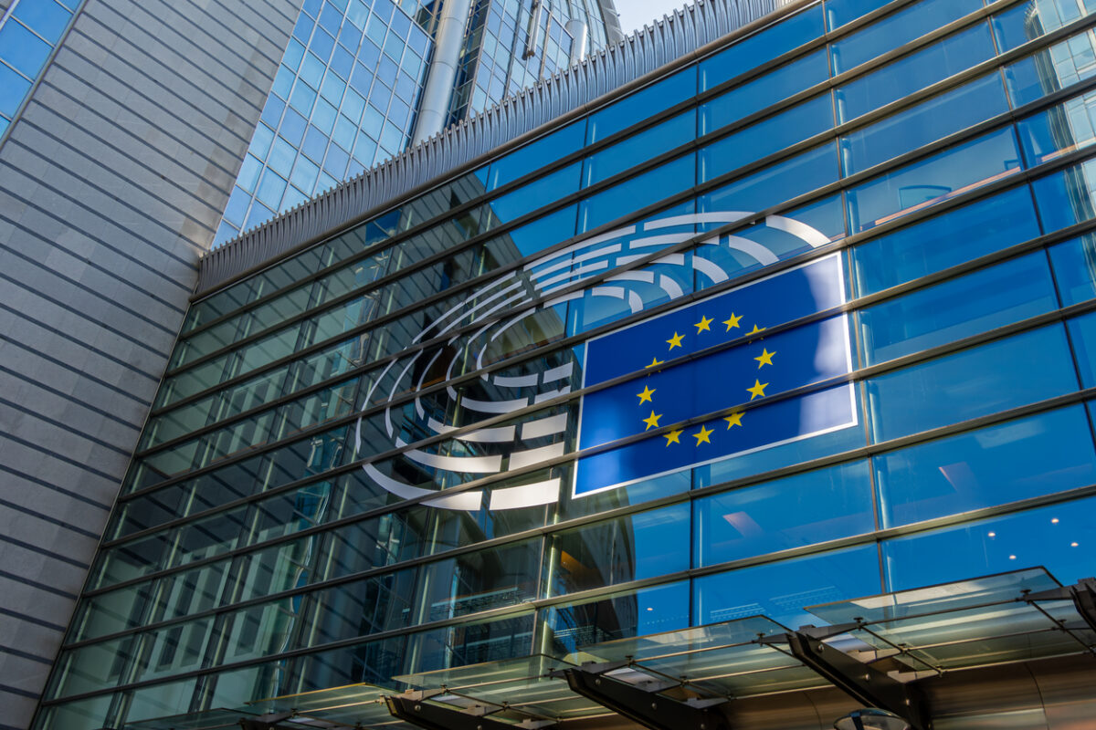 Brussels, Belgium - March 8, 2025: Facade of the European Parliament. The European Parliament is the parliamentary institution of the European Union directly elected by citizens