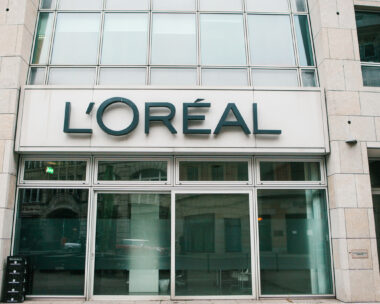 Berlin, Germany 15 February 2018: French company and leader of world market of perfumery and cosmetics. Office of company or corporation and world business and trade