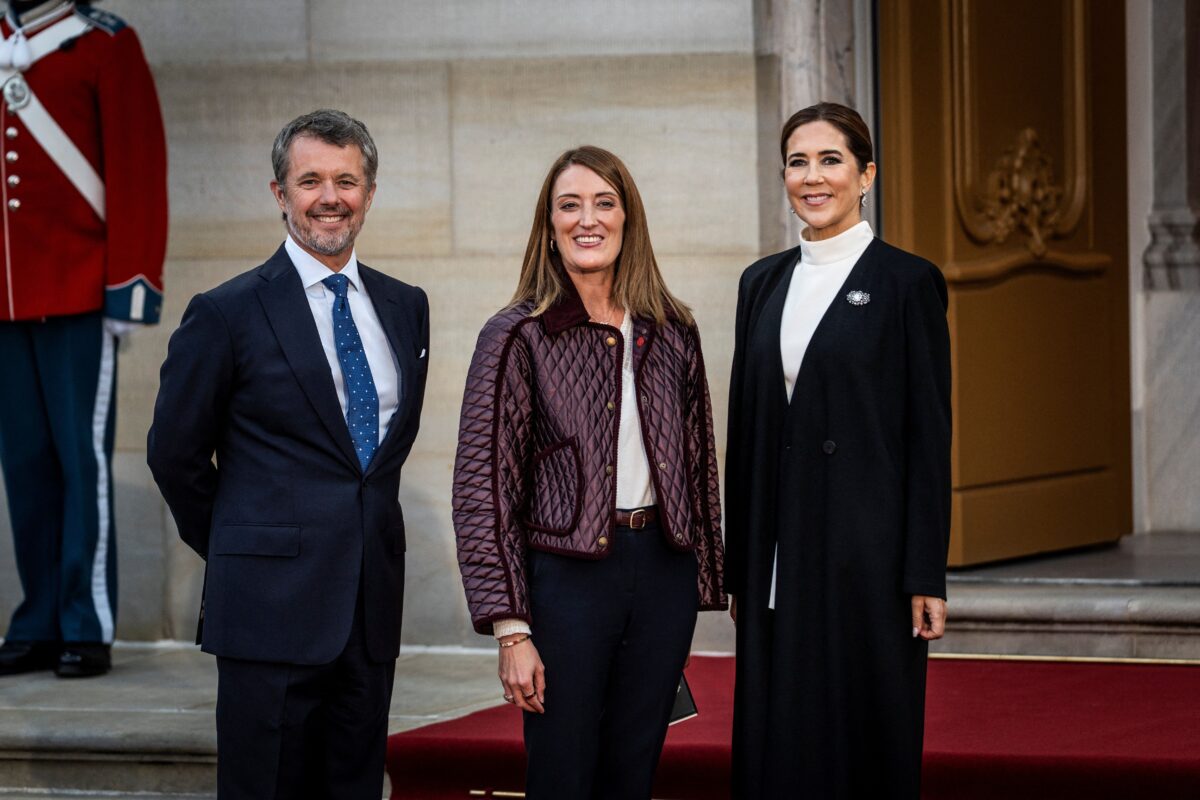 King of Denmark Frederick with Queen Mary and Roberta Metcola