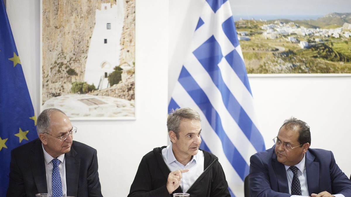 Ο Κυριάκος Μητσοτάκης στην Αμοργό