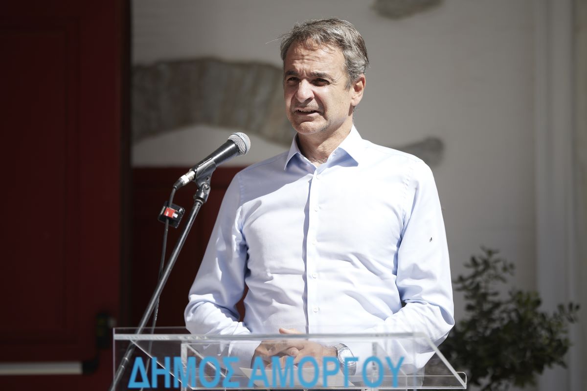 Ο Κυριάκος Μητσοτάκης στην Αμοργό