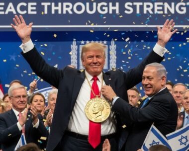 Η ΑΙ φωτογραφία με τον Τραμπ να παραλαμβάνει το Νόμπελ Ειρήνης