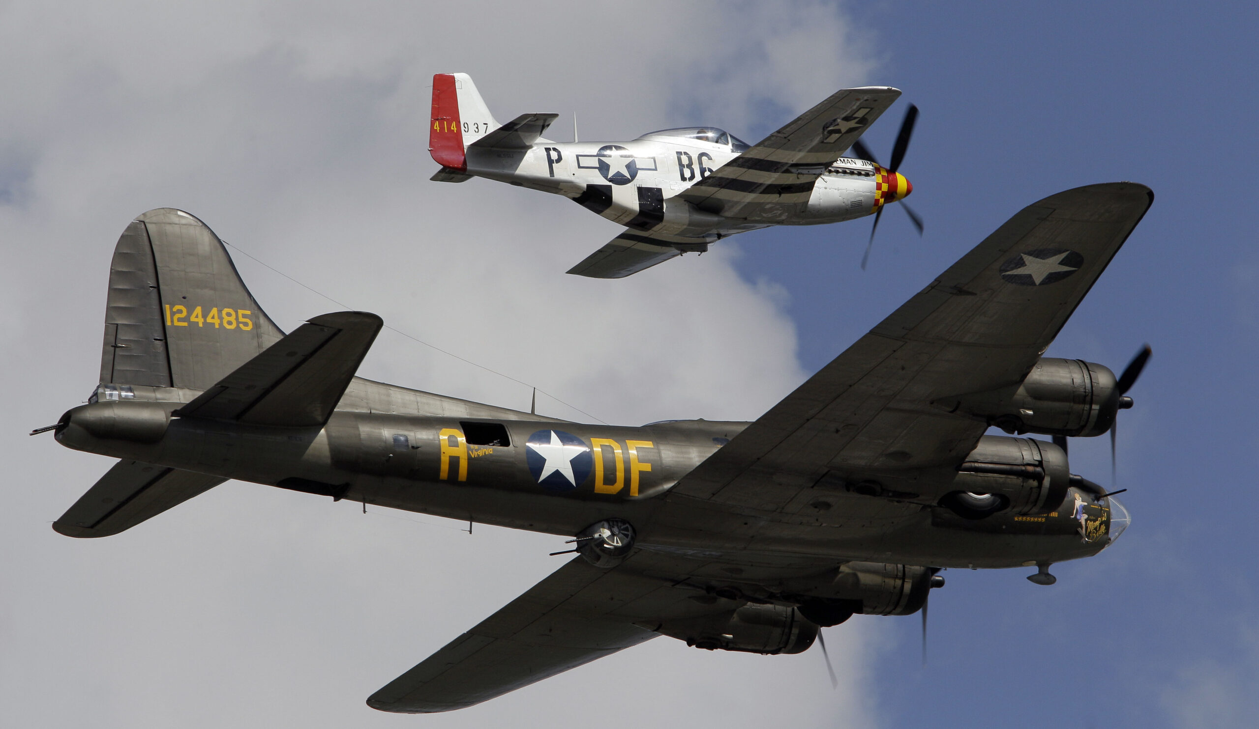 A fighter P-51 and a bomber B-17 in the US