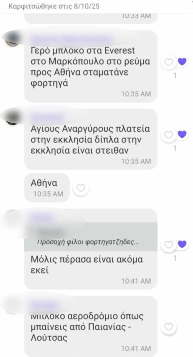 Τα μηνύματα των μελών των γκρουπ για τους ελέγχους της τροχαίας
