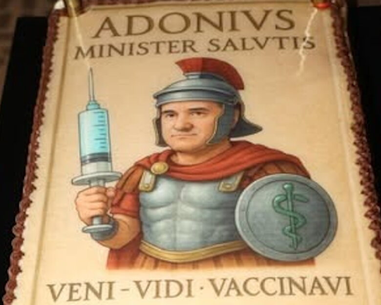 Άδωνις Γεωργιάδης: Η τούρτα – έκπληξη της Ευγενίας Μανωλίδου για τα γενέθλιά του και το «Veni, Vidi, Vaccinavi»