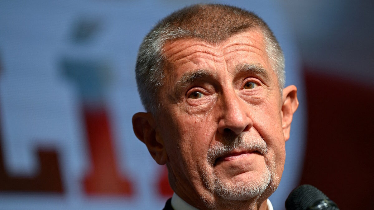FILE PHOTO: Leader of ANO party Andrej Babis looks on as he speaks during a press conference after the preliminary results of the parliamentary election, at the party's election headquarters in Prague, Czech Republic, October 4, 2025.