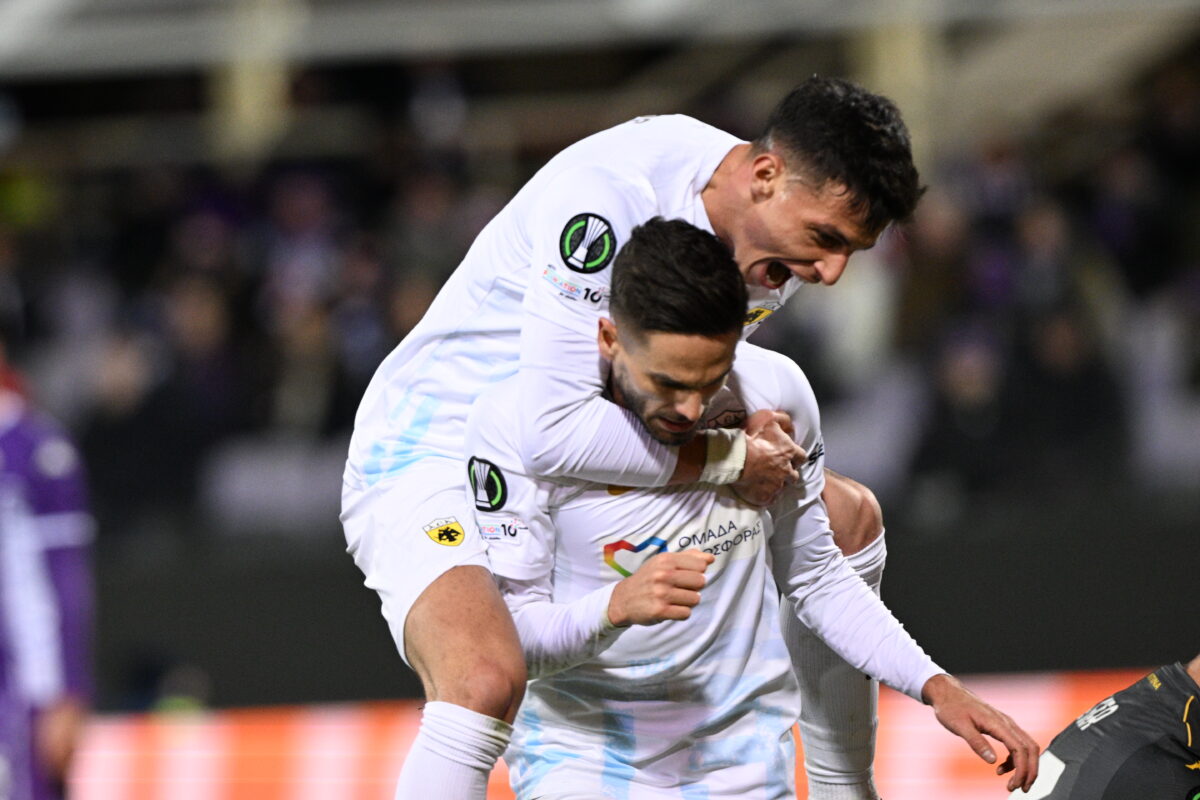 Ο Γκατσίνοβιτς πανηγυρίζει κόντρα στη Φιορεντίνα (ΑΝΤΩΝΗΣ ΝΙΚΟΛΟΠΟΥΛΟΣ