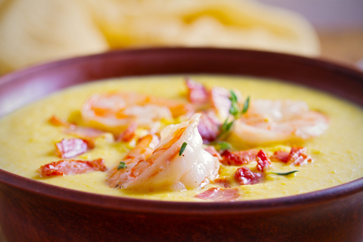 Βελουτέ κολοκύθας με γαρίδες