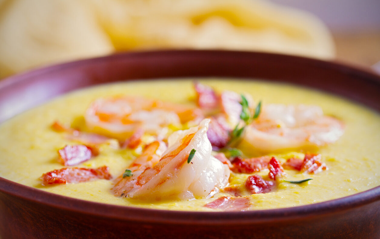 Βελουτέ κολοκύθας με γαρίδες